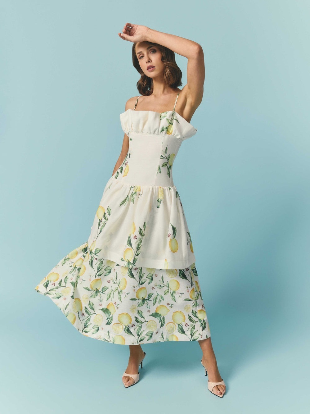 ELLIATT Hana Tiered Maxi Dress in Lemon Print Size S NWT ings. - Picture 2 of 9